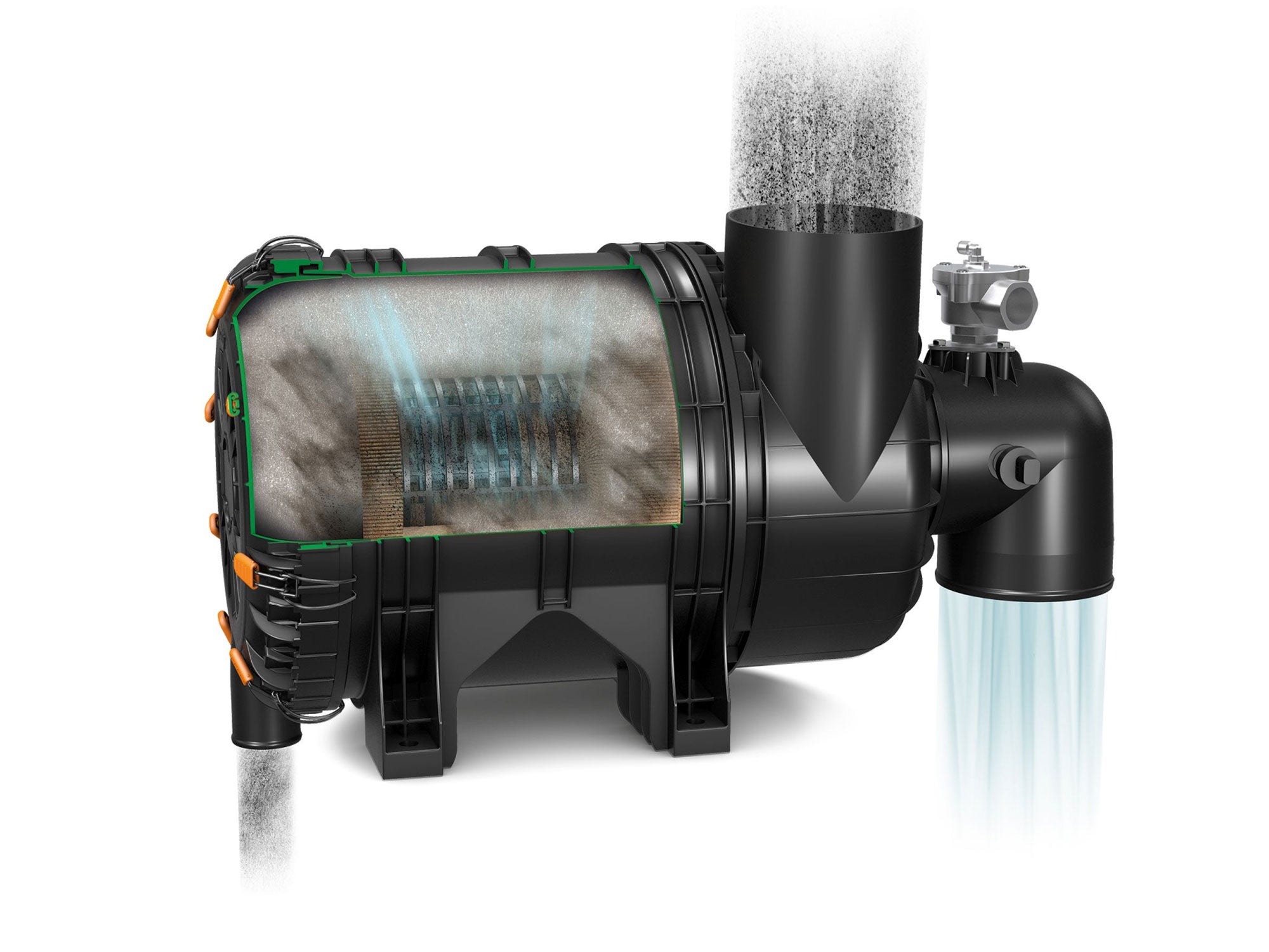 The ENTARON XR self-cleaning air filter eliminates the need for time-consuming manual cleaning of the air filter element.